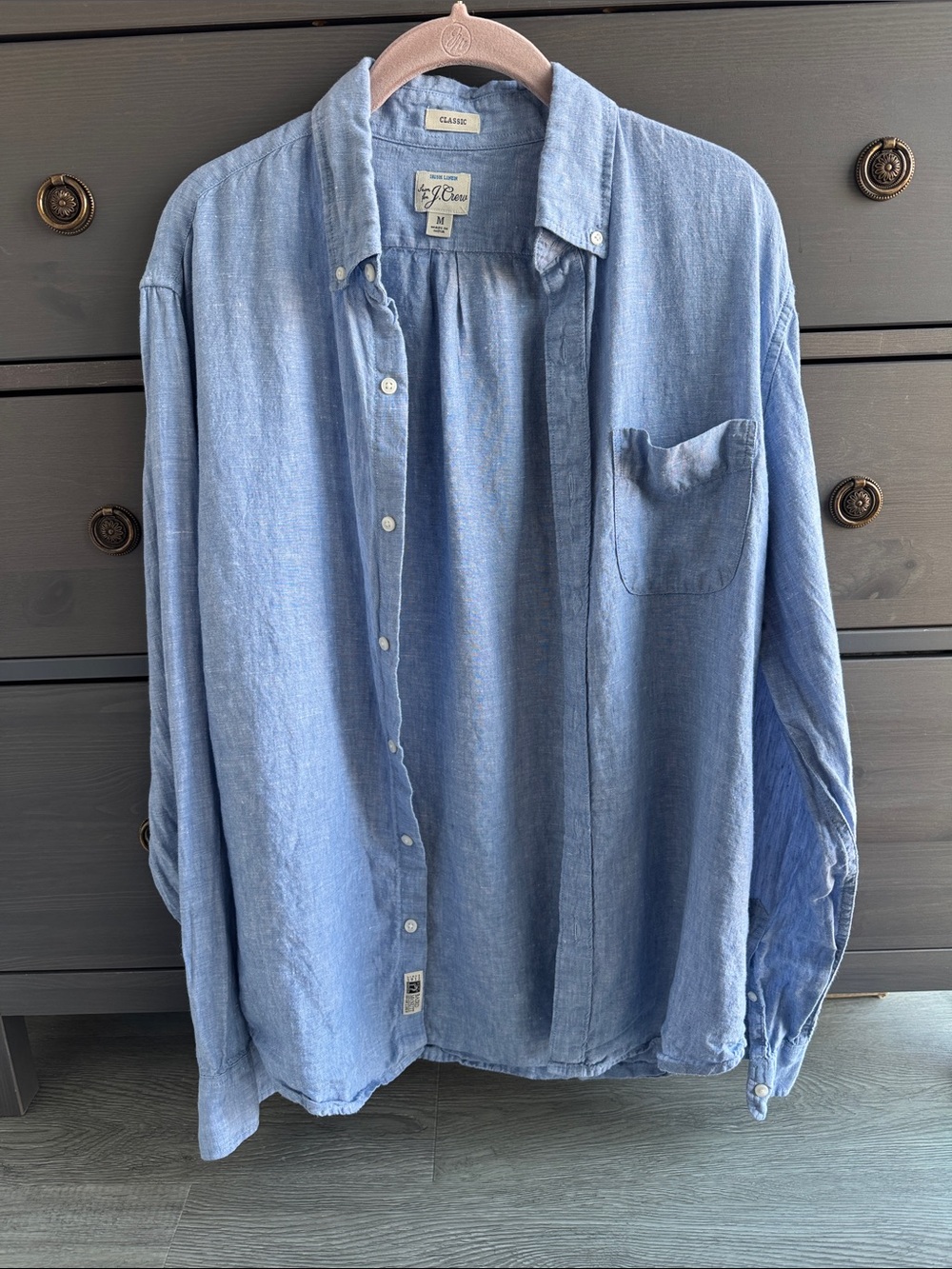 J. Crew Men’s Irish Linen Button-Down Shirt in Light Blue